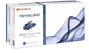Cranberry Transcend Nitrile Powder Free Exam Gloves, 3000 gloves/case (CR-3365/6/7/8/9, Sizes X-small to X-large)