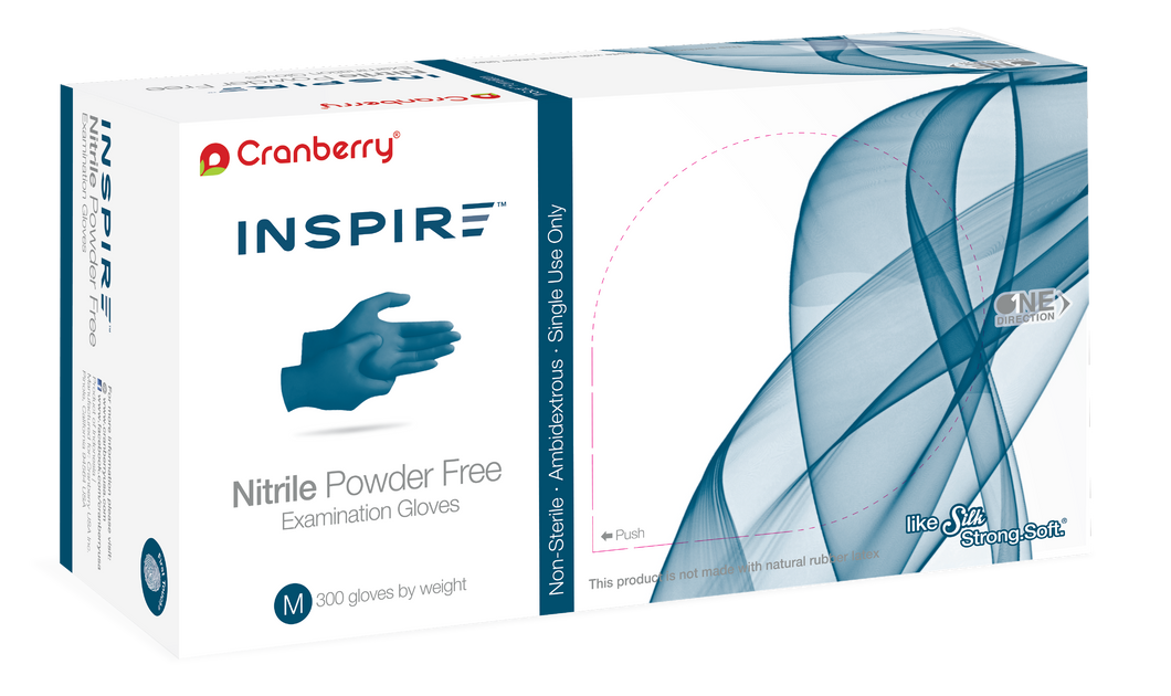 Cranberry INSPIRE Nitrile Powder Free Examination Gloves, 3000 gloves/case (CR-3385, CR-3386, CR-3387, CR-3388, CR-3389)